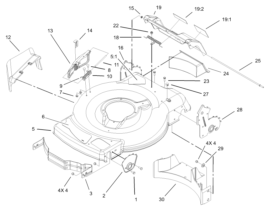 Deck, Side Chute and Rear Door Assembly