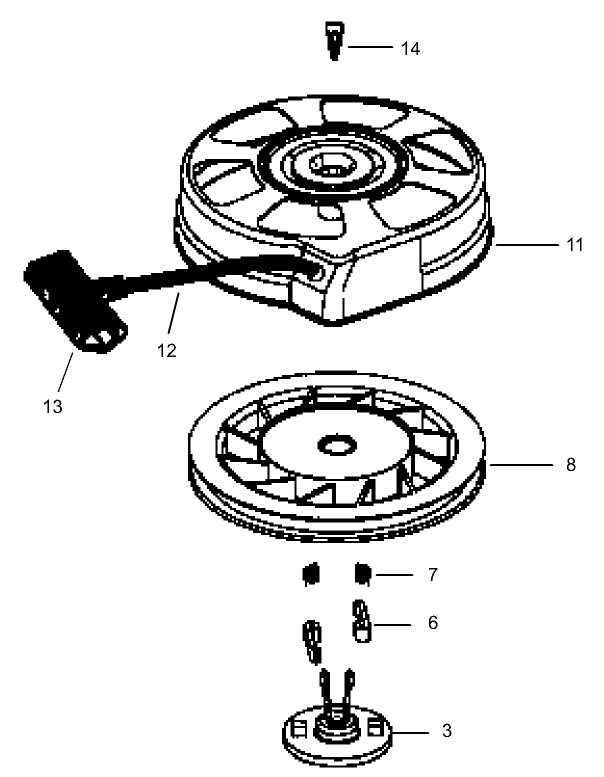 Recoil Starter No. 590739 Tecumseh-LEV120-361541B