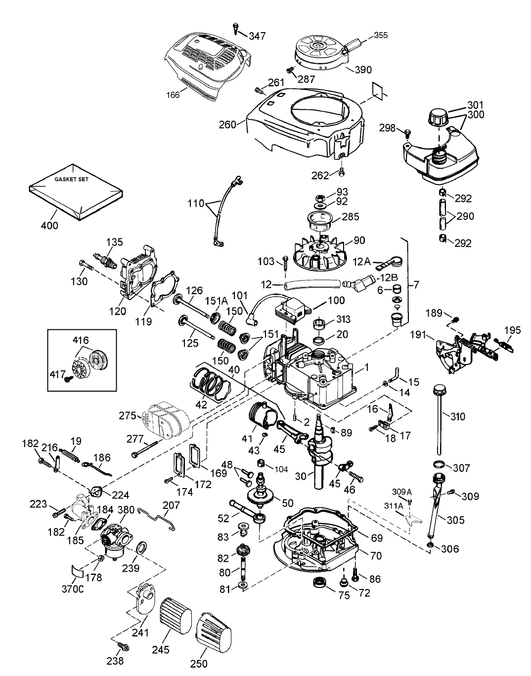 Engine Assembly Tecumseh Model LEV120-361560B