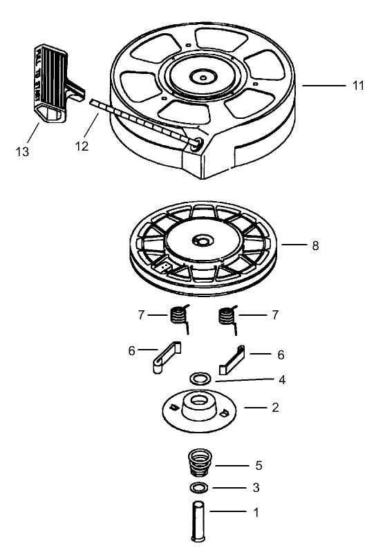 Recoil Starter Assembly No. 590702 (Optional) Tecumseh Model LEV120361560B