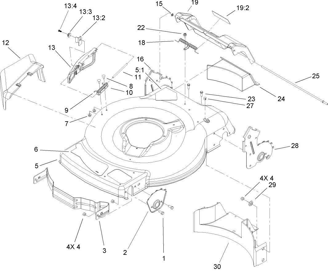 Deck, Side Chute, and Rear Door Assembly