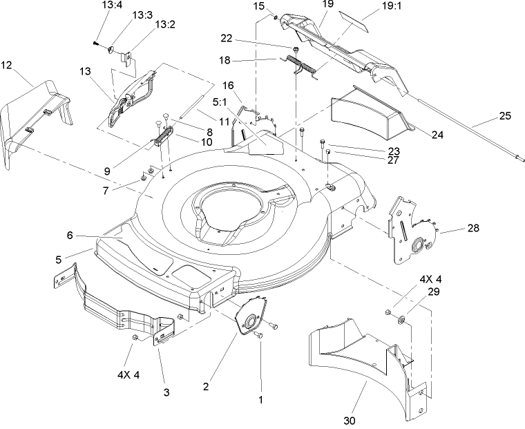 Deck, Side Chute, and Rear Door Assembly