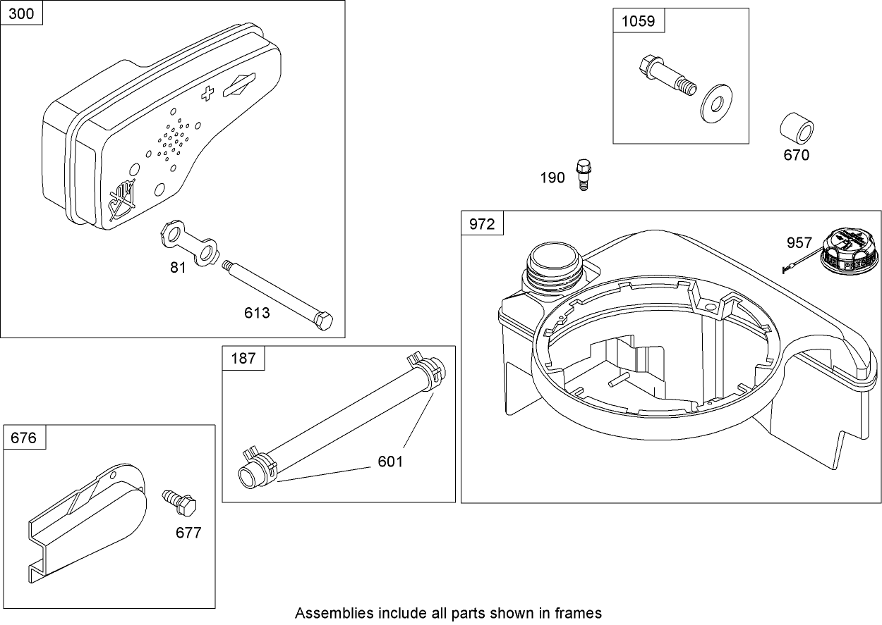 Muffler and Fuel Tank Assembly Briggs and Stratton 126T02-0139-B1