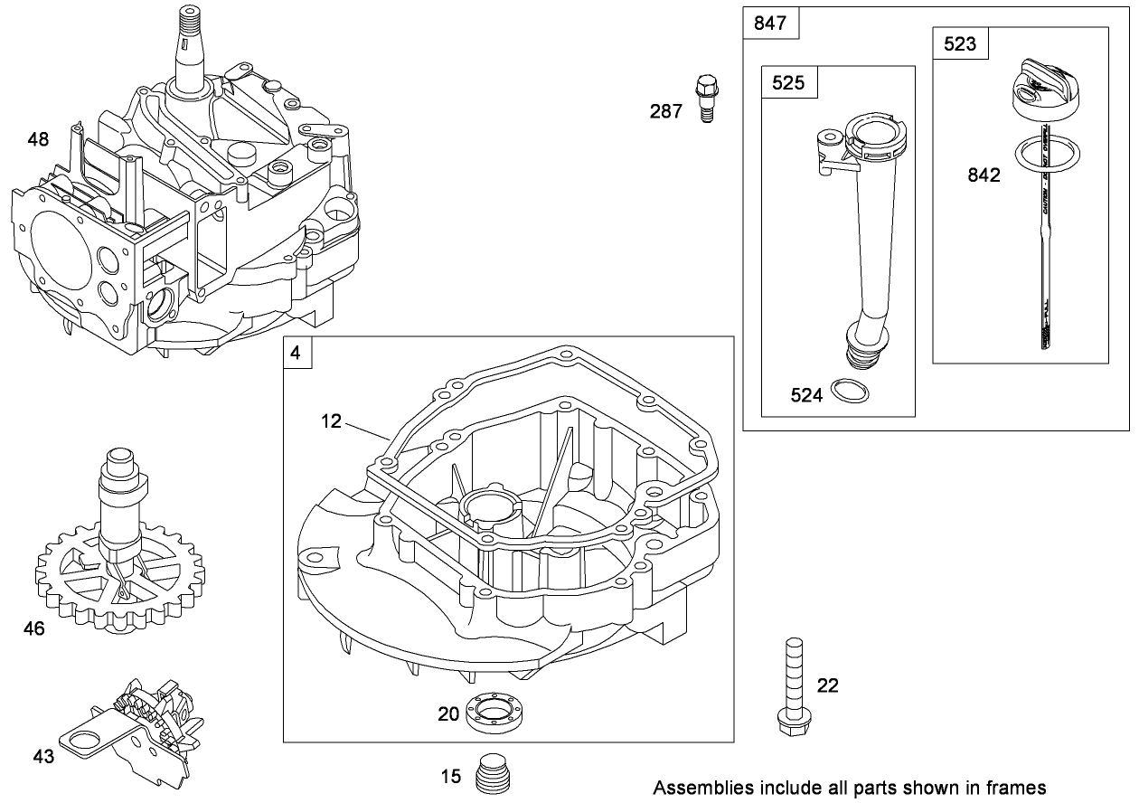 Crankcase Assembly Briggs and Stratton 124T02-0161-B1