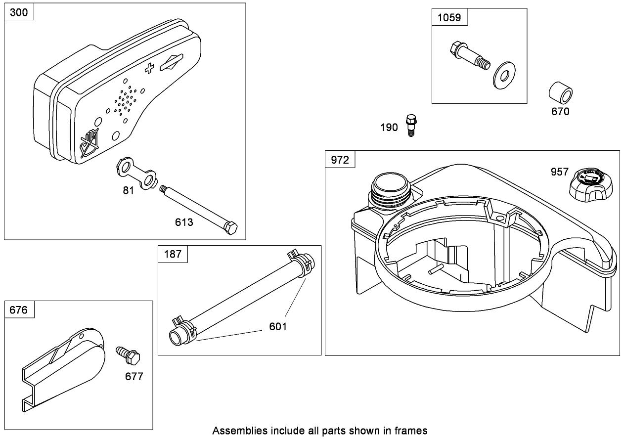 Muffler and Fuel Tank Assembly Briggs and Stratton 124T02-0161-B1