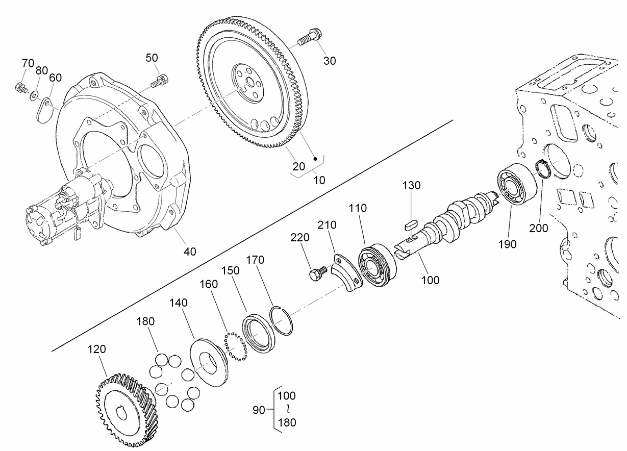 Flywheel and Fuel Camshaft Assembly