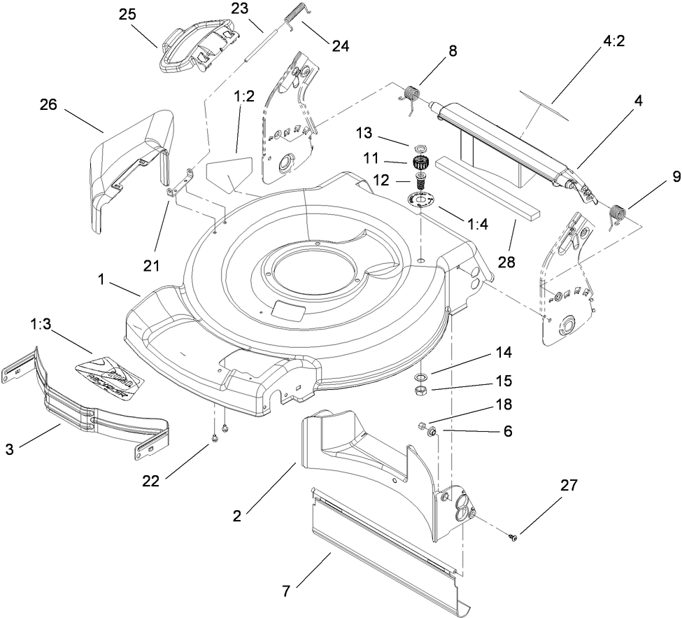Deck, Side Chute and Rear Door Assembly