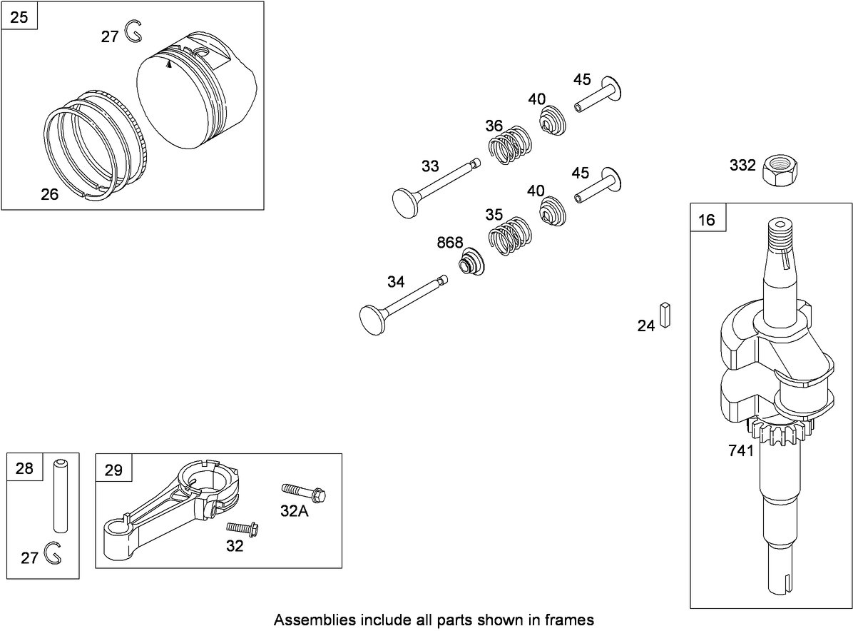 Crankshaft, Piston, Ring and Connecting Rod Assembly Briggs and Stratton 124T02-0203-B1