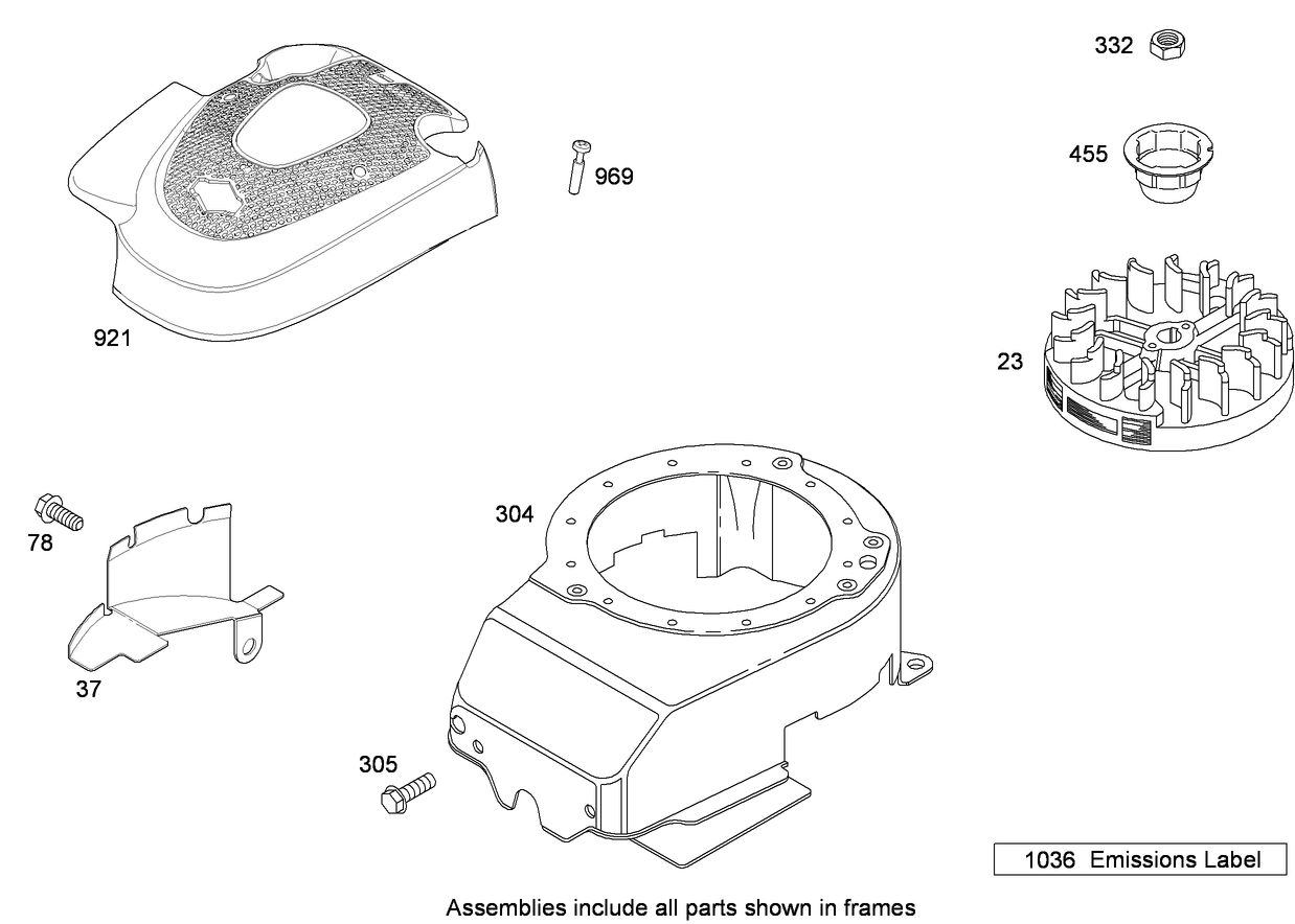 Blower Housing and Flywheel Assembly Briggs and Stratton 124T02-0203-B1