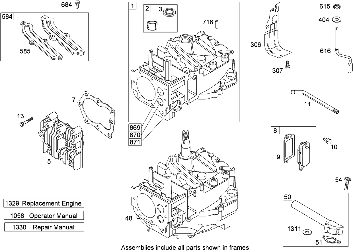 Cylinder and Cylinder Head Assembly Briggs and Stratton 124T02-0203-B1