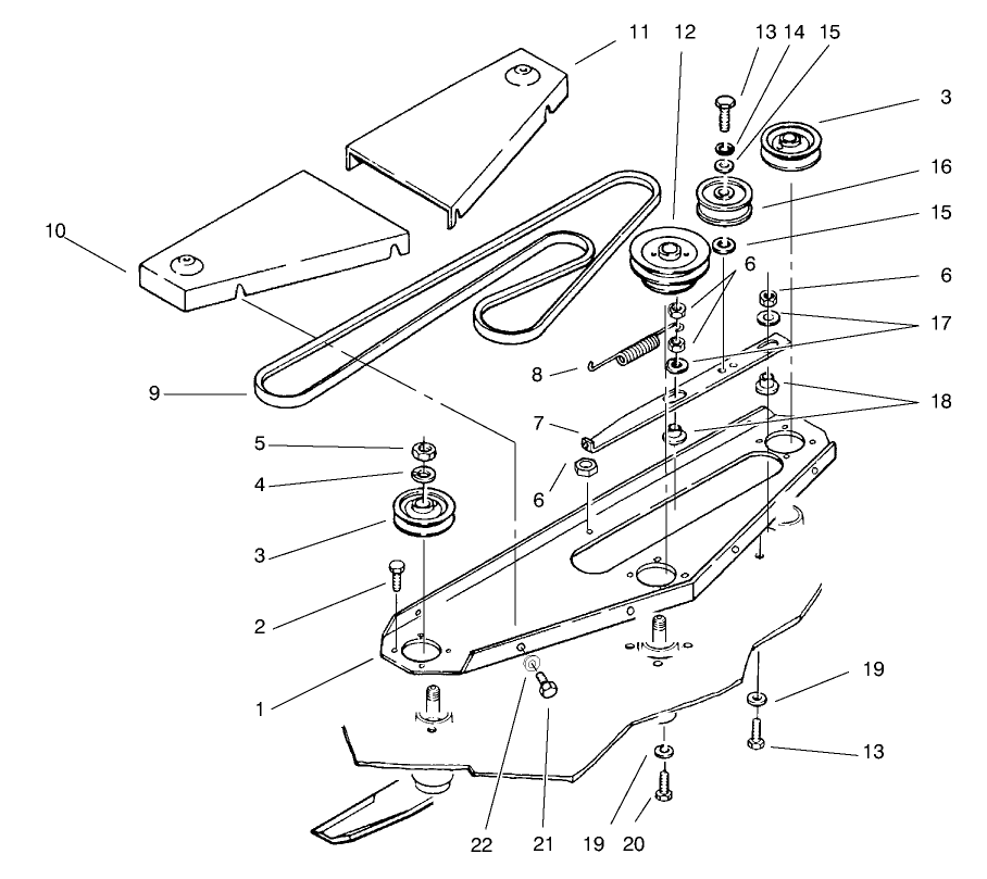 Belt Cover, Belt, Drive & Idler Pulleys