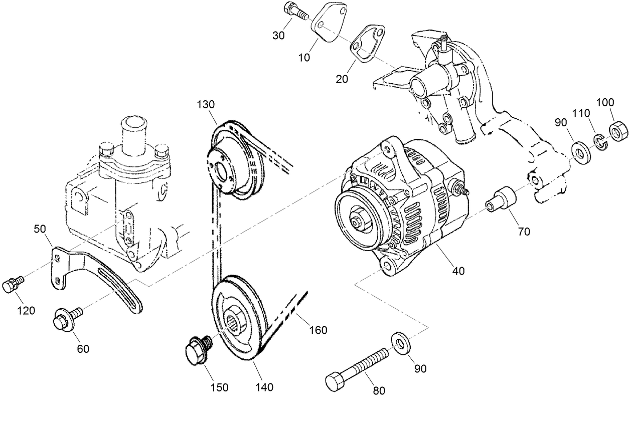 Alternator and Pulley and Fuel Pump Cover Assembly