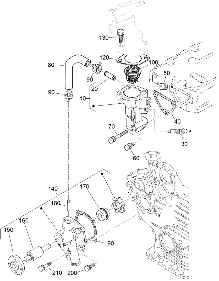 Water Flange and Thermostat Assembly