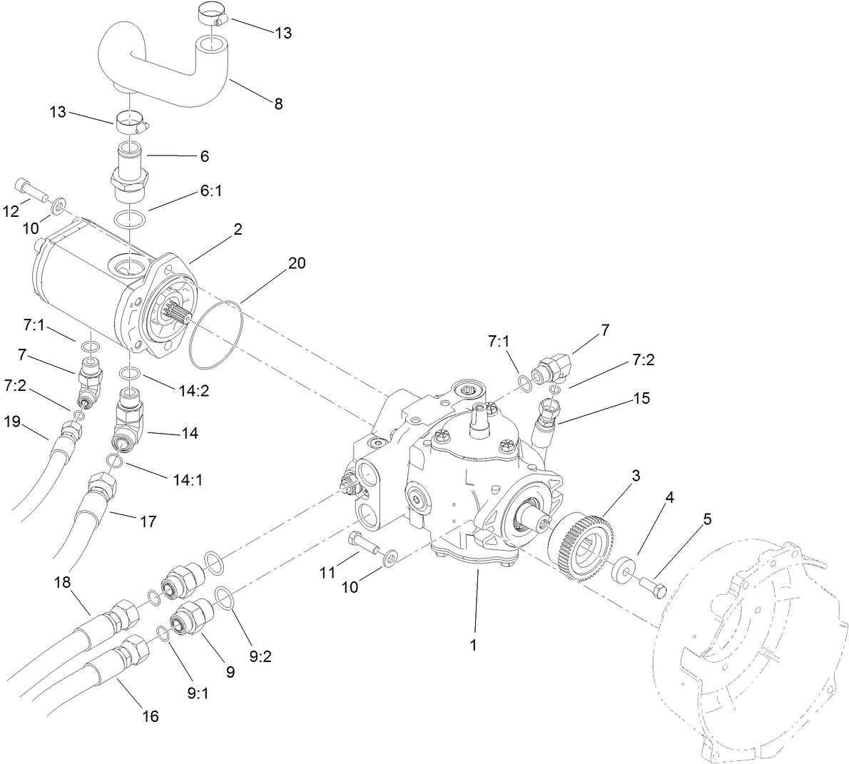 Hydrostat and Gear Pump Drive Assembly