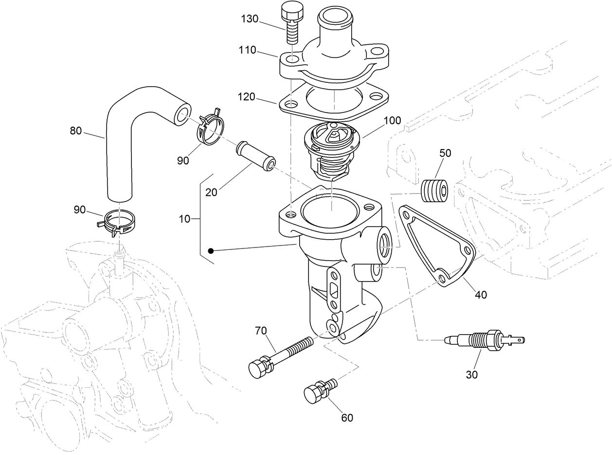 Water Flange and Thermostat Assembly