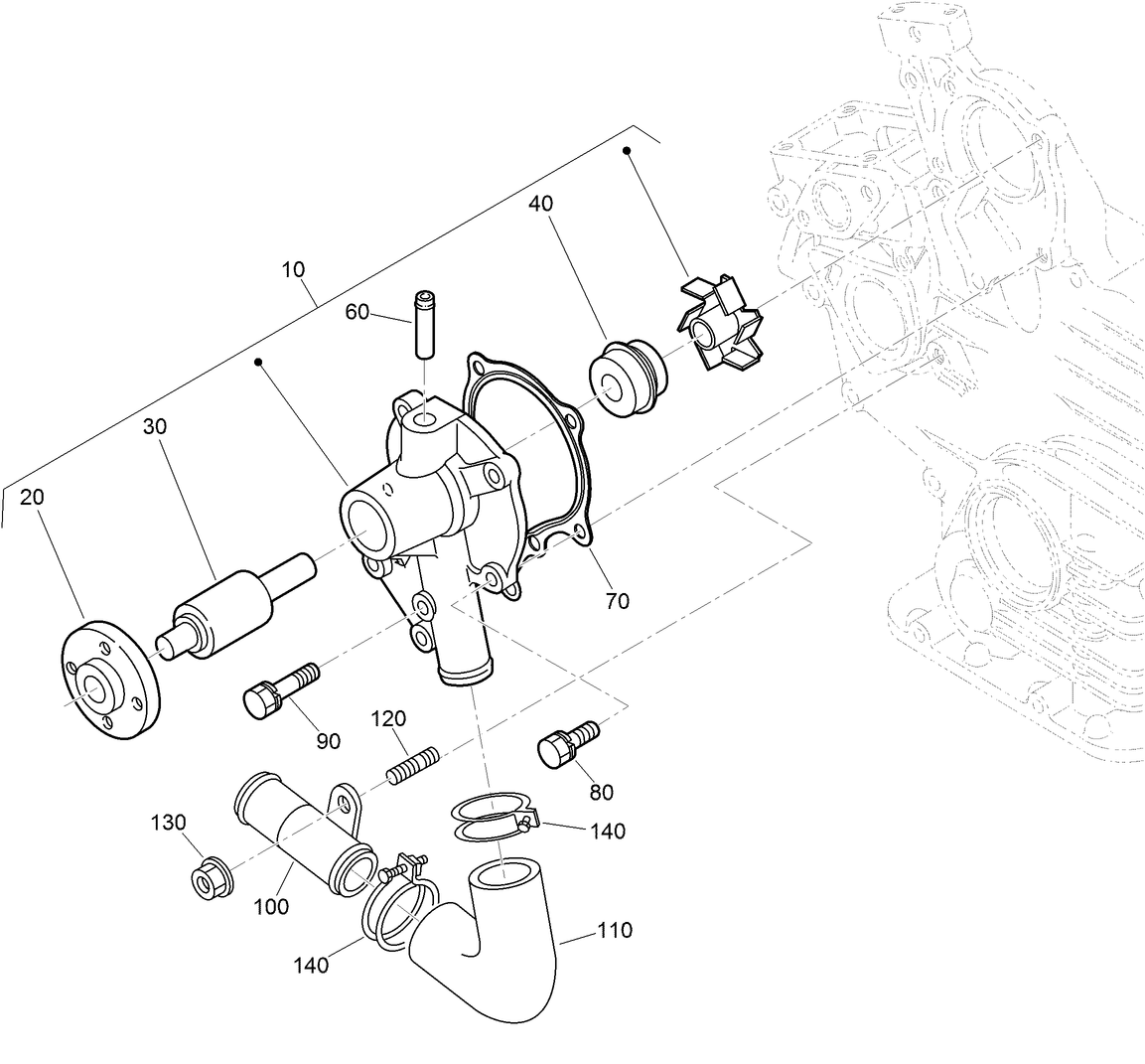 Water Pump and Water Pipe Assembly