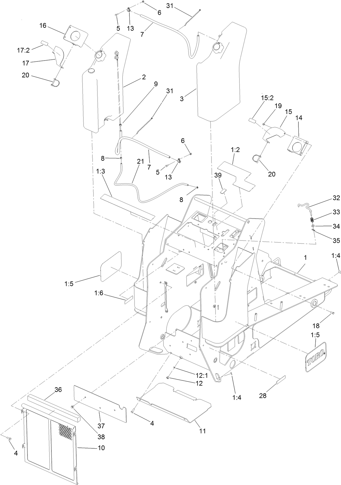 Frame, Fuel Tank and Cover Assembly
