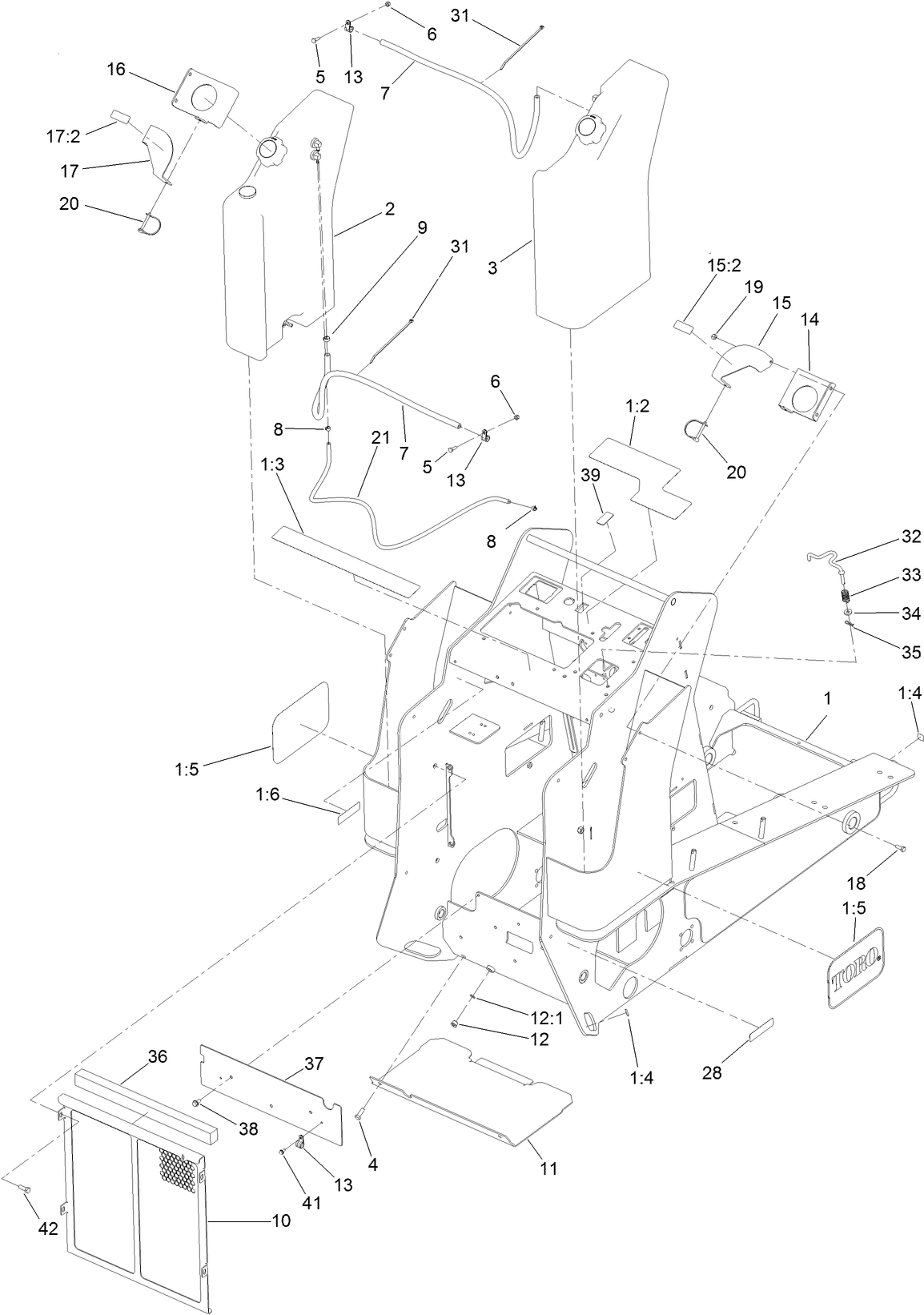 Frame, Fuel Tank and Cover Assembly