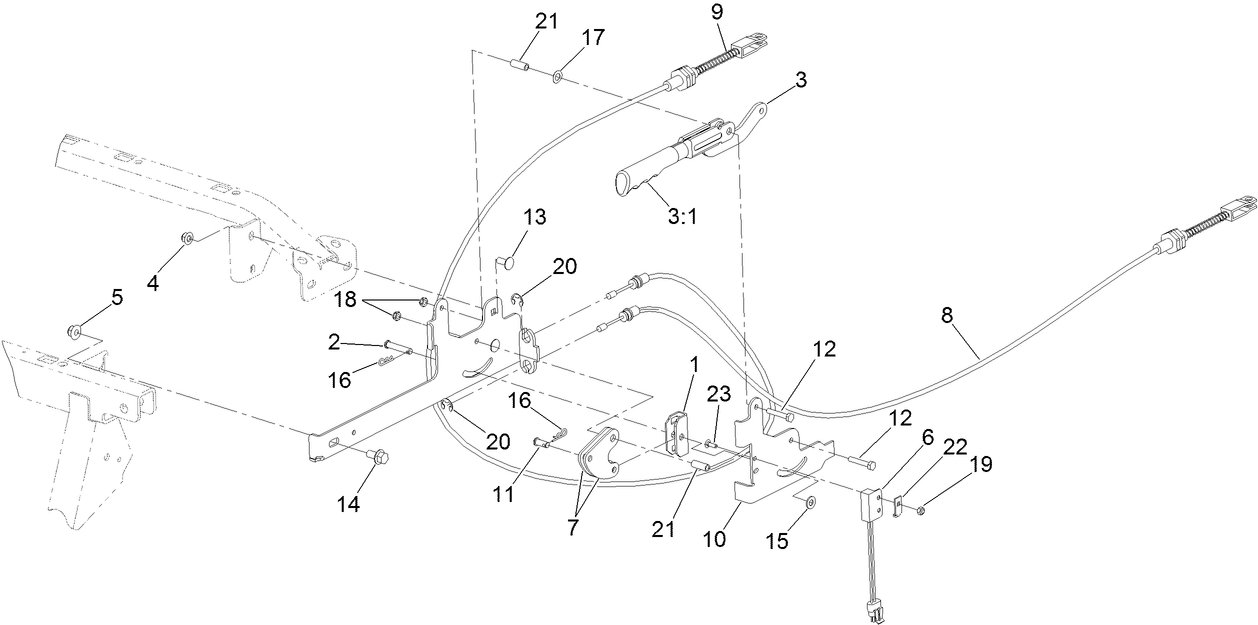Parking Brake Lever and Cable Assembly