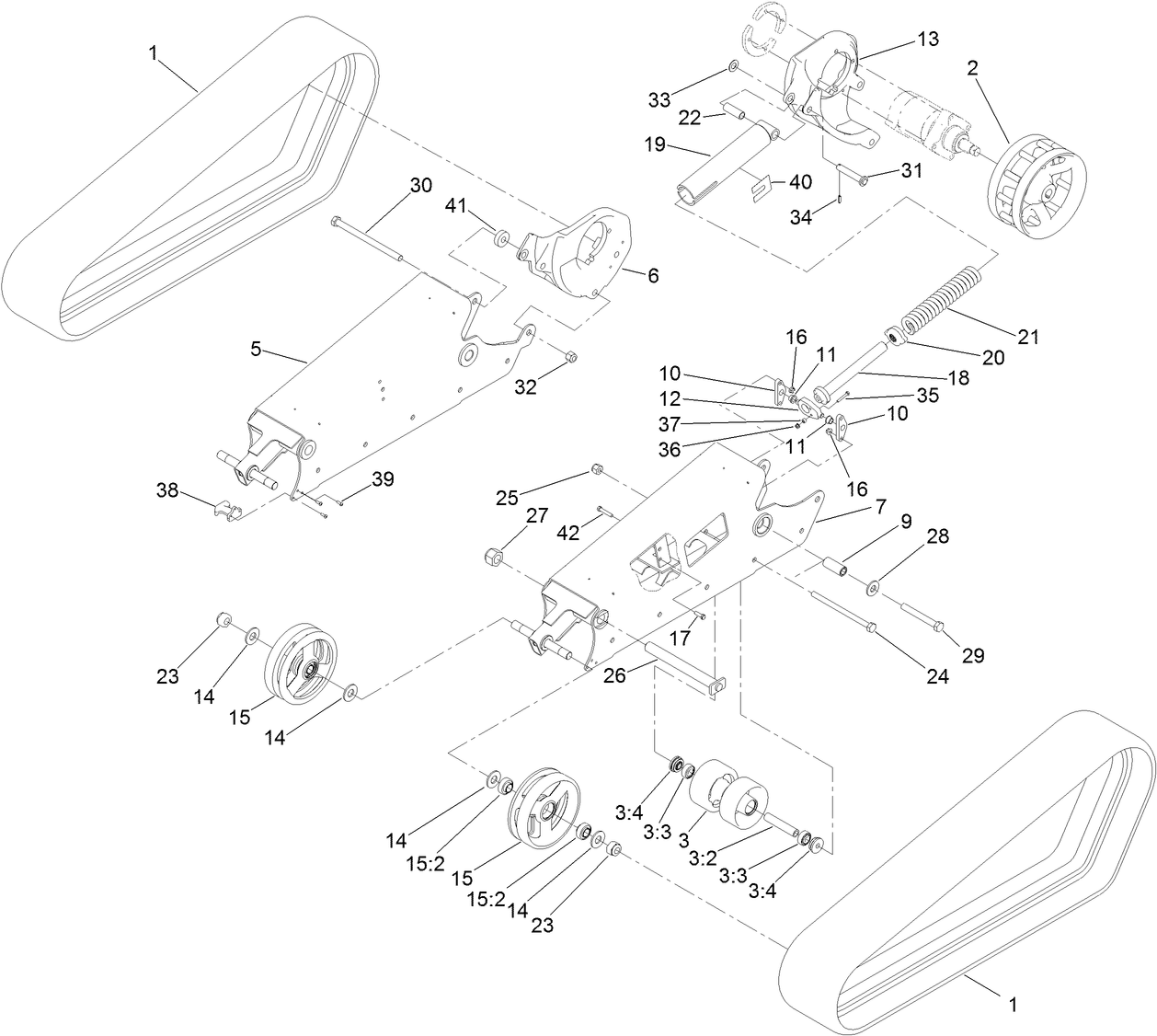 Track, Drive Wheel and Tensioner Assembly