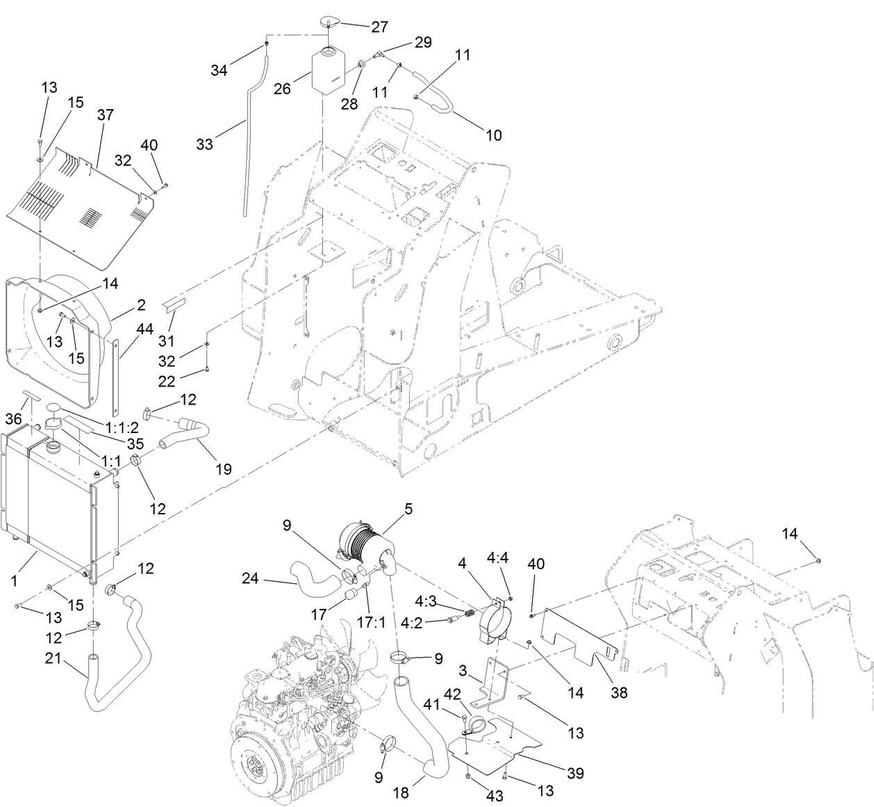 Radiator and Air Cleaner Assembly