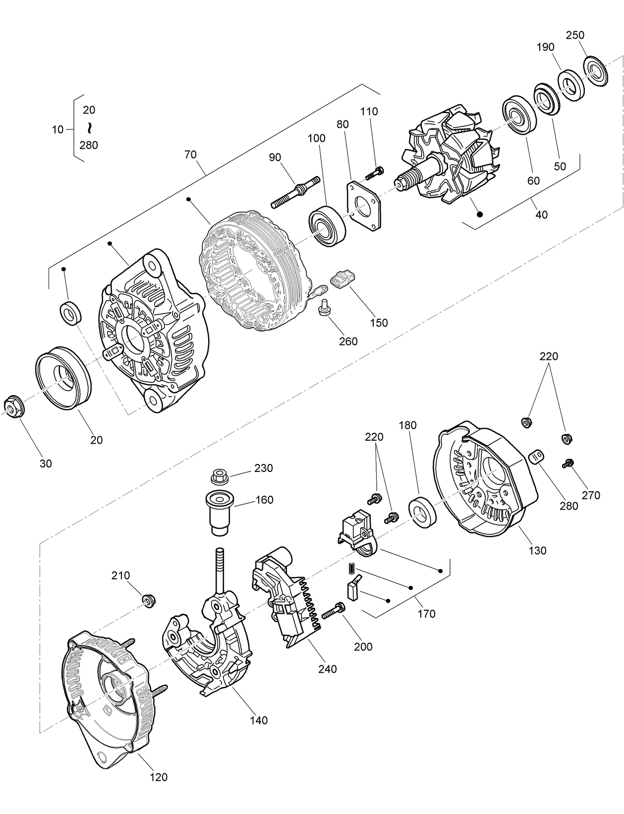 Alternator Components Assembly