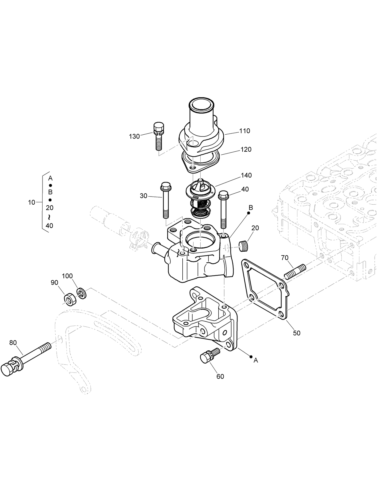 Water Flange and Thermostat Assembly