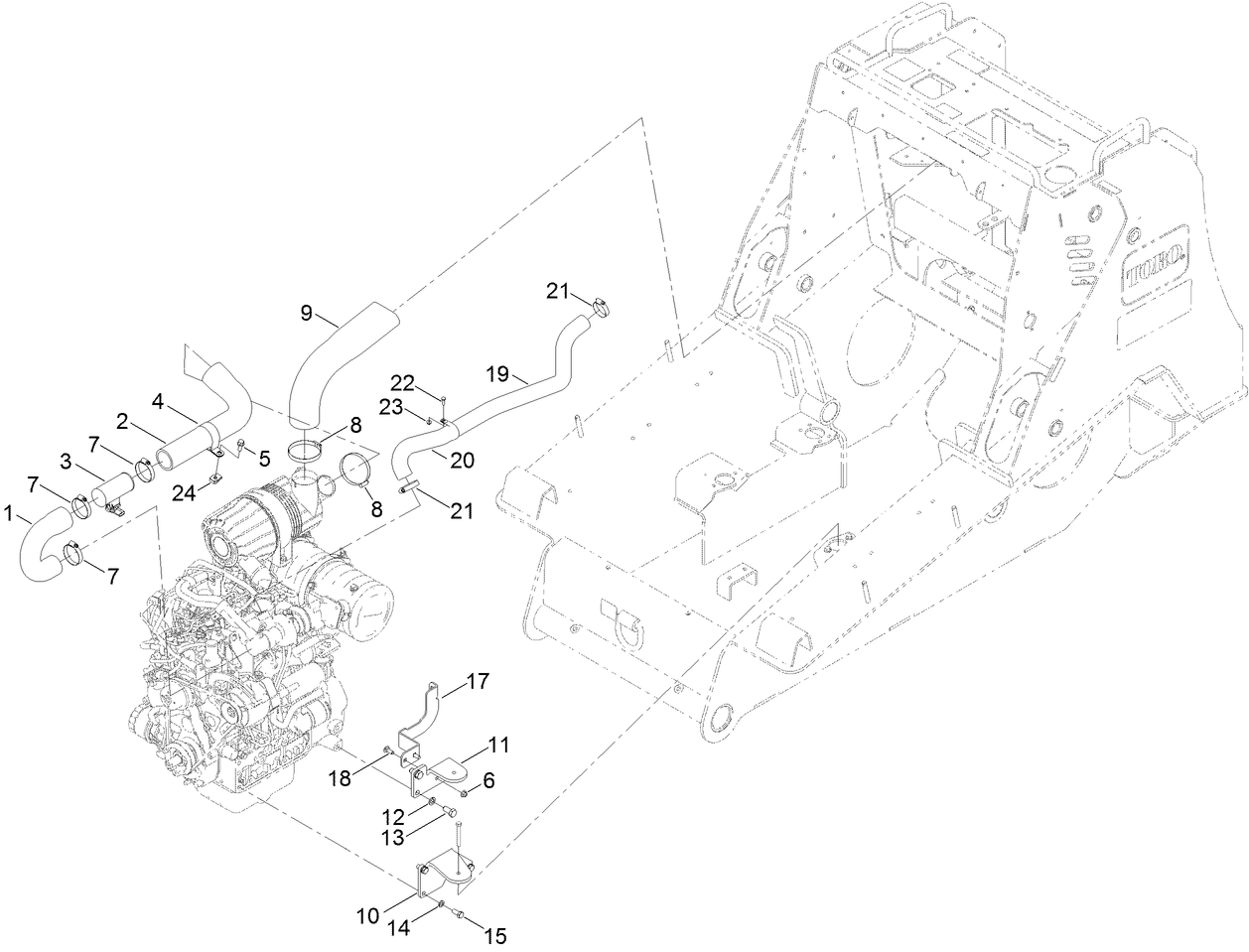 Engine Mount and  Air Intake Hose Assembly