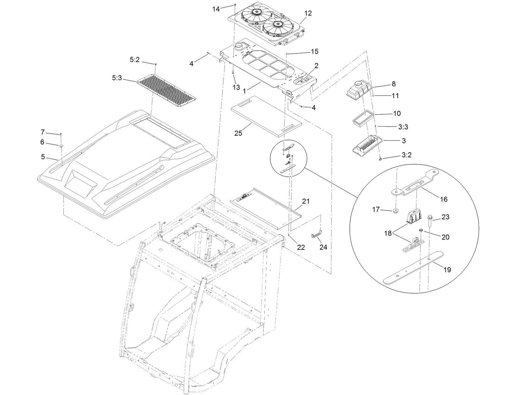 Roof, Air Filter and Condenser Assembly