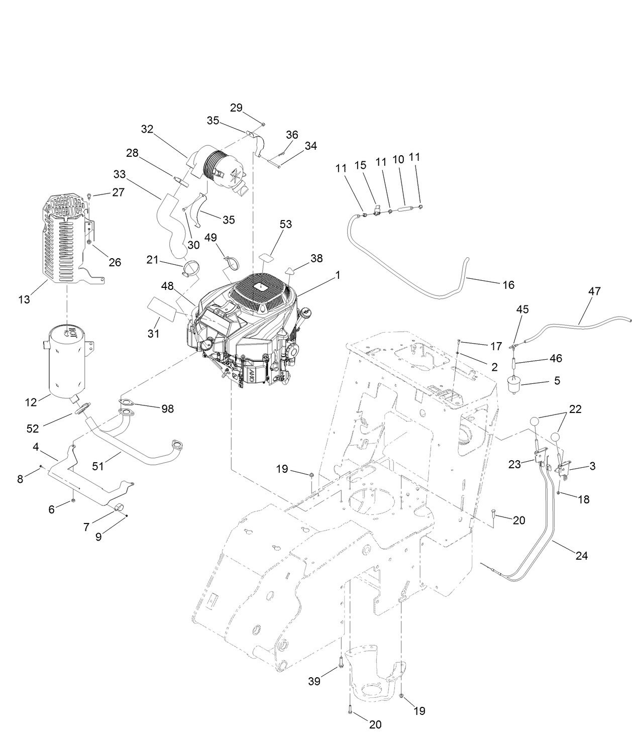 Engine, Muffler and Air Cleaner Assembly