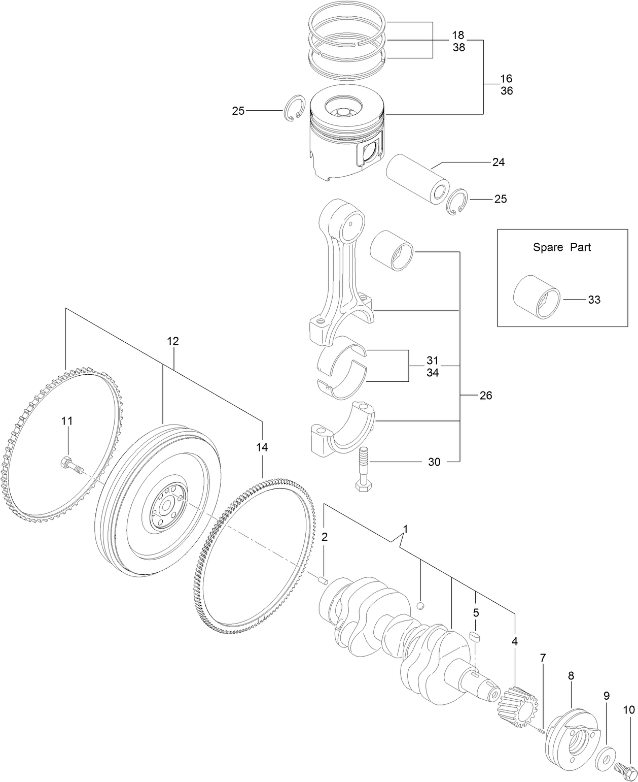 Crankshaft and Piston Assembly