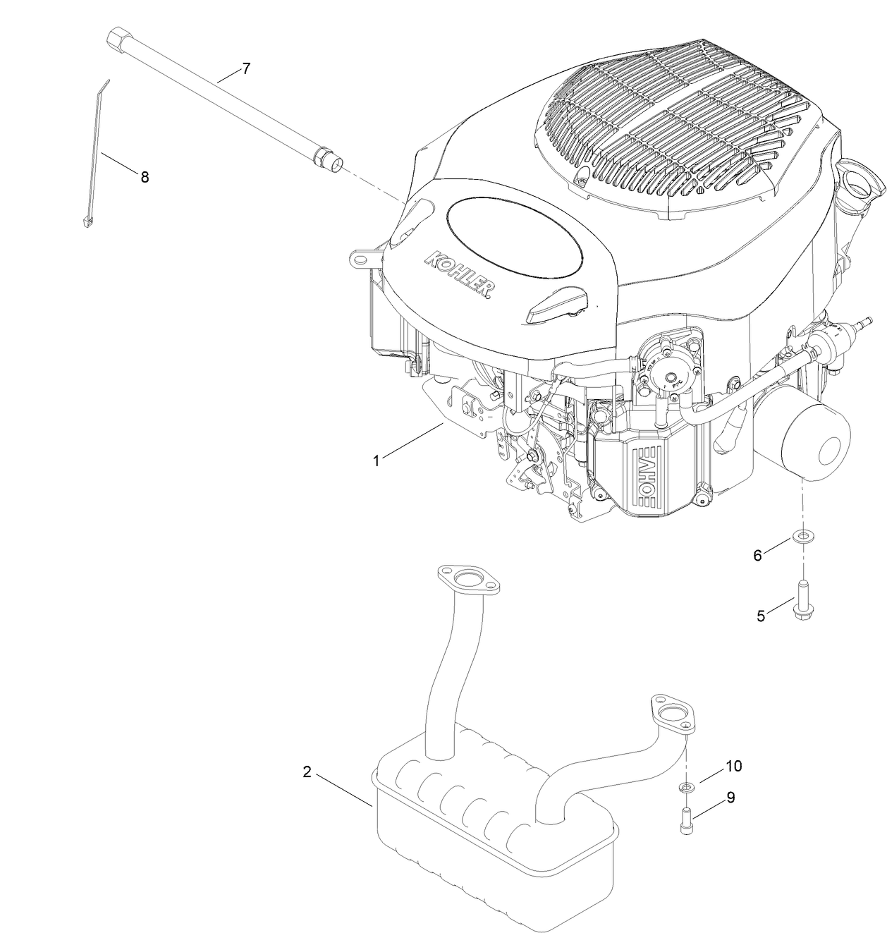 Engine and Muffler Assembly