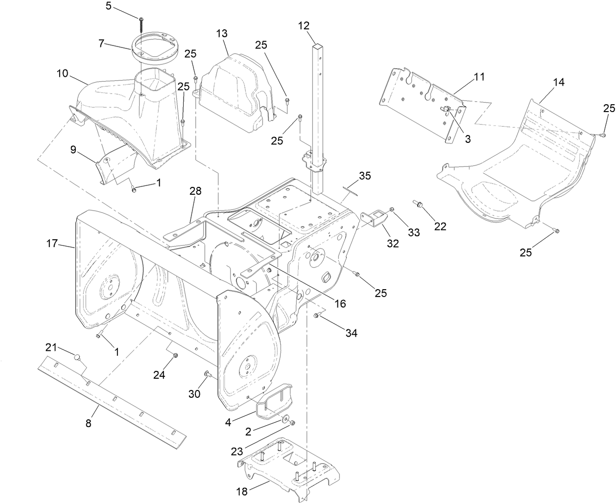 Main Frame and Auger Housing Assembly