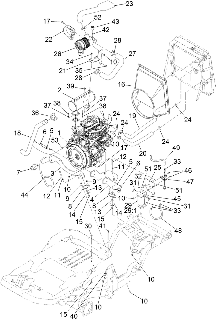 Engine, Air Cleaner and Exhuast Assembly