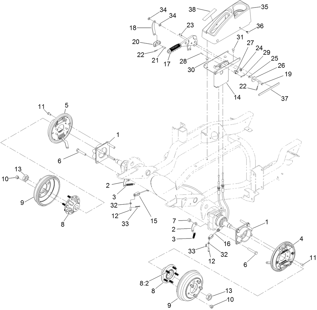 Front Axle and Parking Brake Assembly
