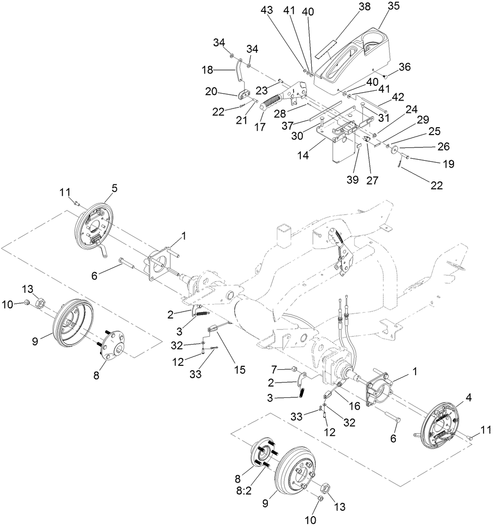 Front Axle and Parking Brake Assembly