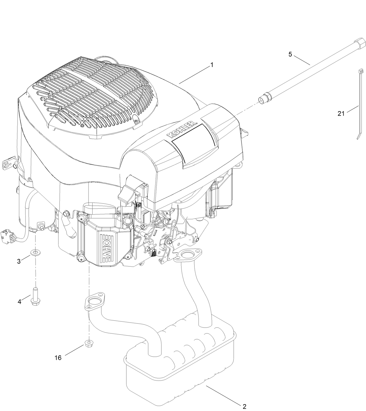 Engine and Muffler Assembly