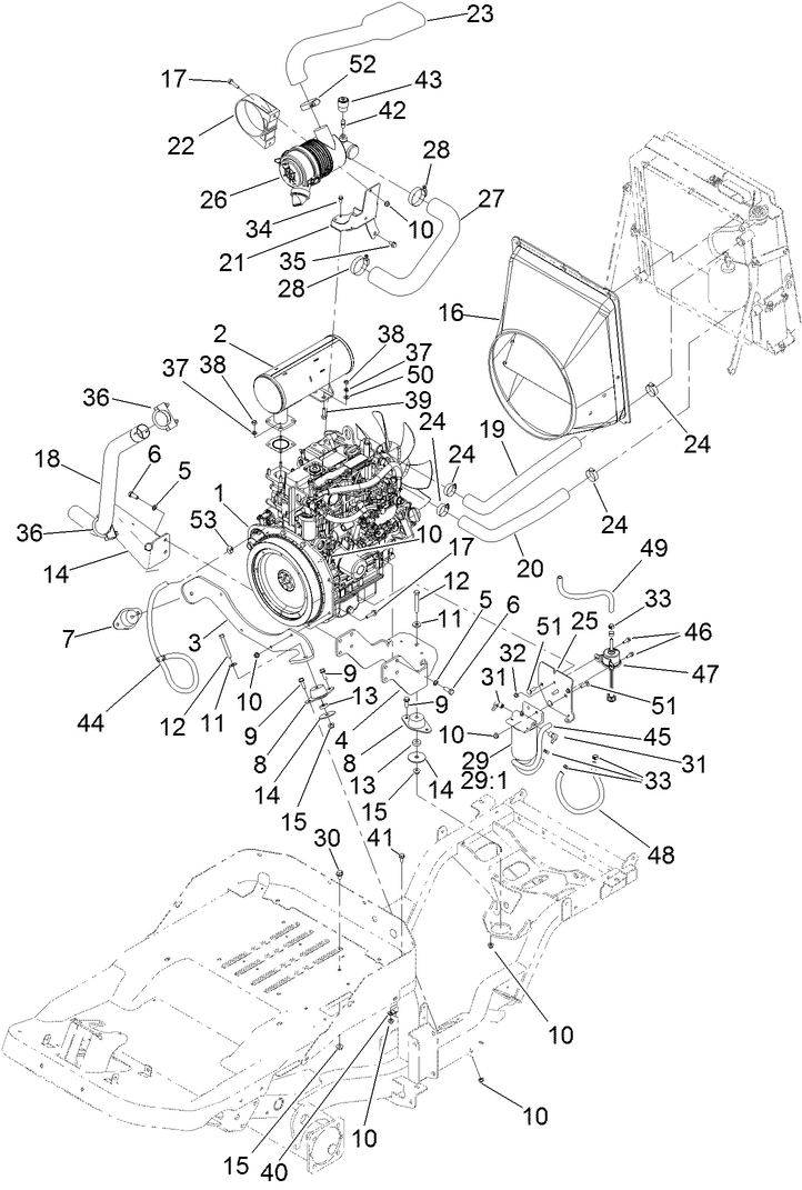 Engine, Air Cleaner and Exhuast Assembly