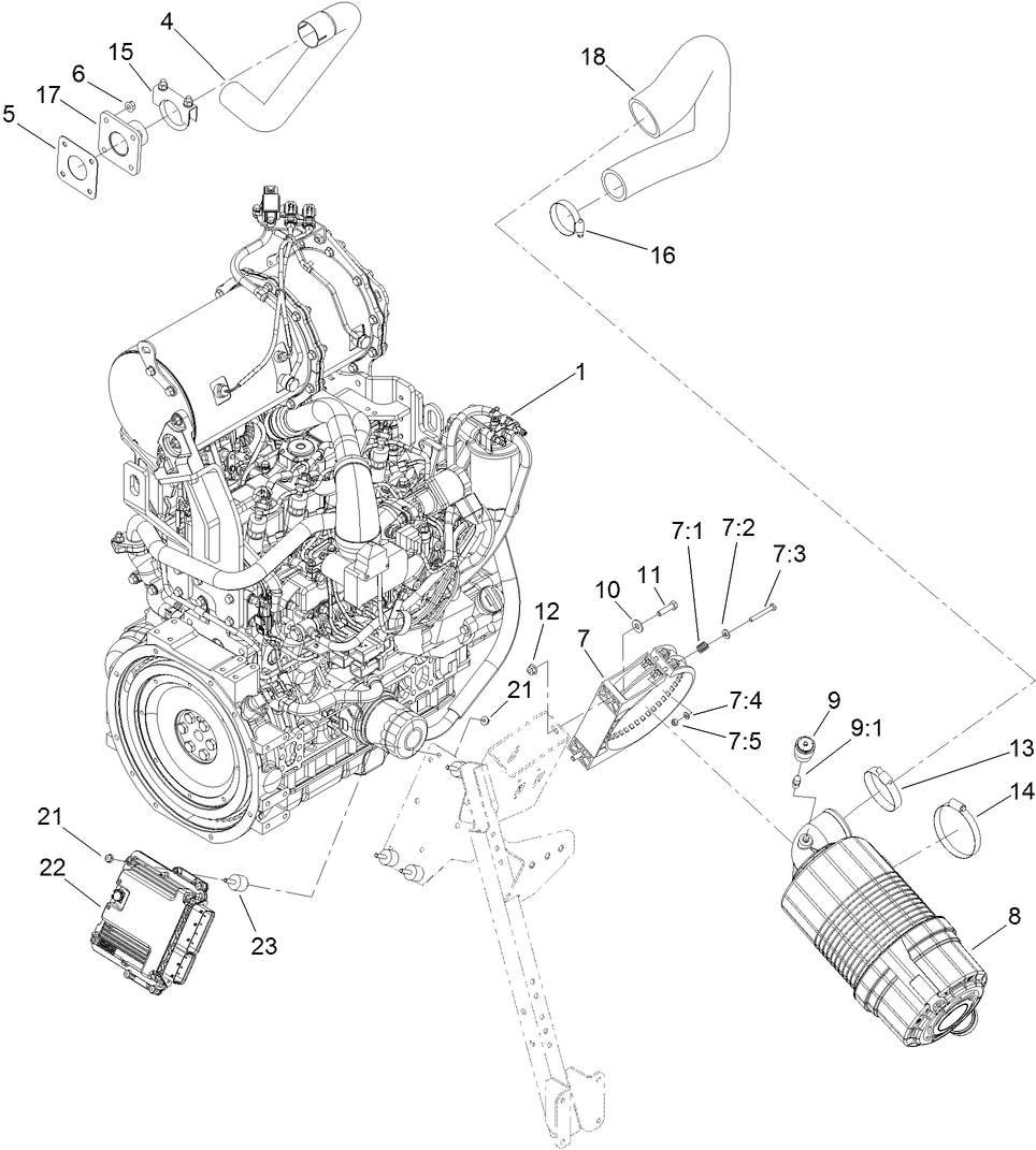 Engine, Air Cleaner and Controller Assembly
