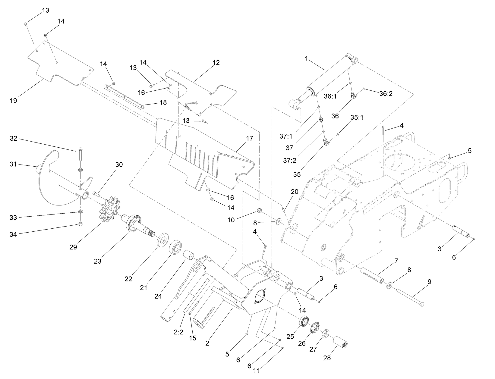 Trencher Head and Lift Assembly
