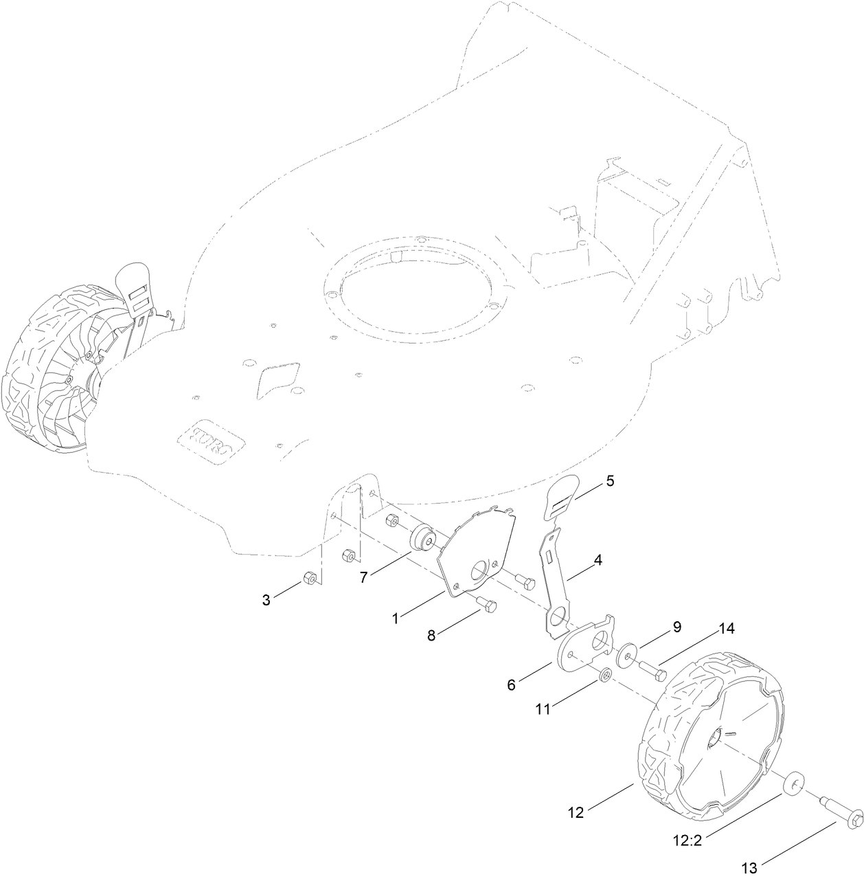 Front Wheel and Height-of-Cut Assembly