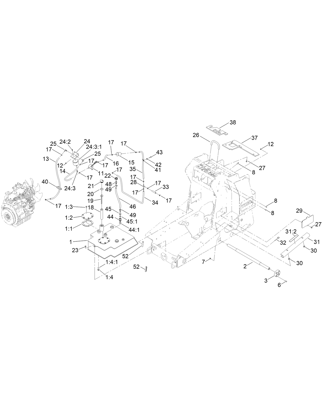 Hydraulic Tank and Track Shaft Assembly
