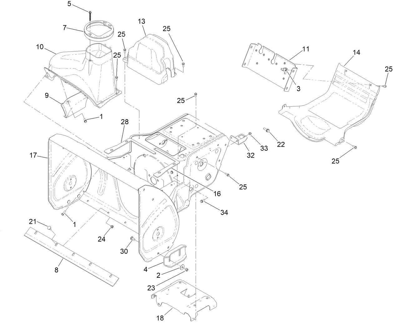 Main Frame and Auger Housing Assembly