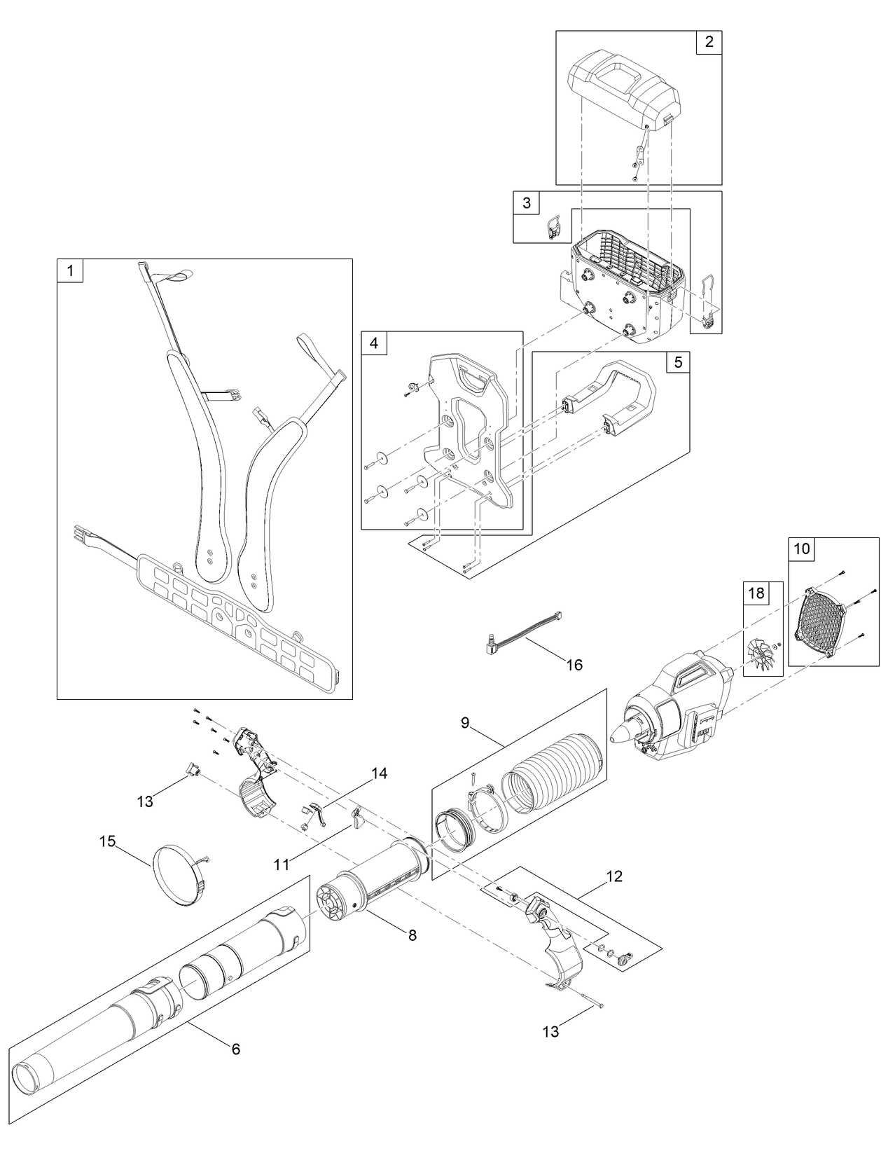 Revolution 60V Backpack and Blower Cannon Tool Assembly