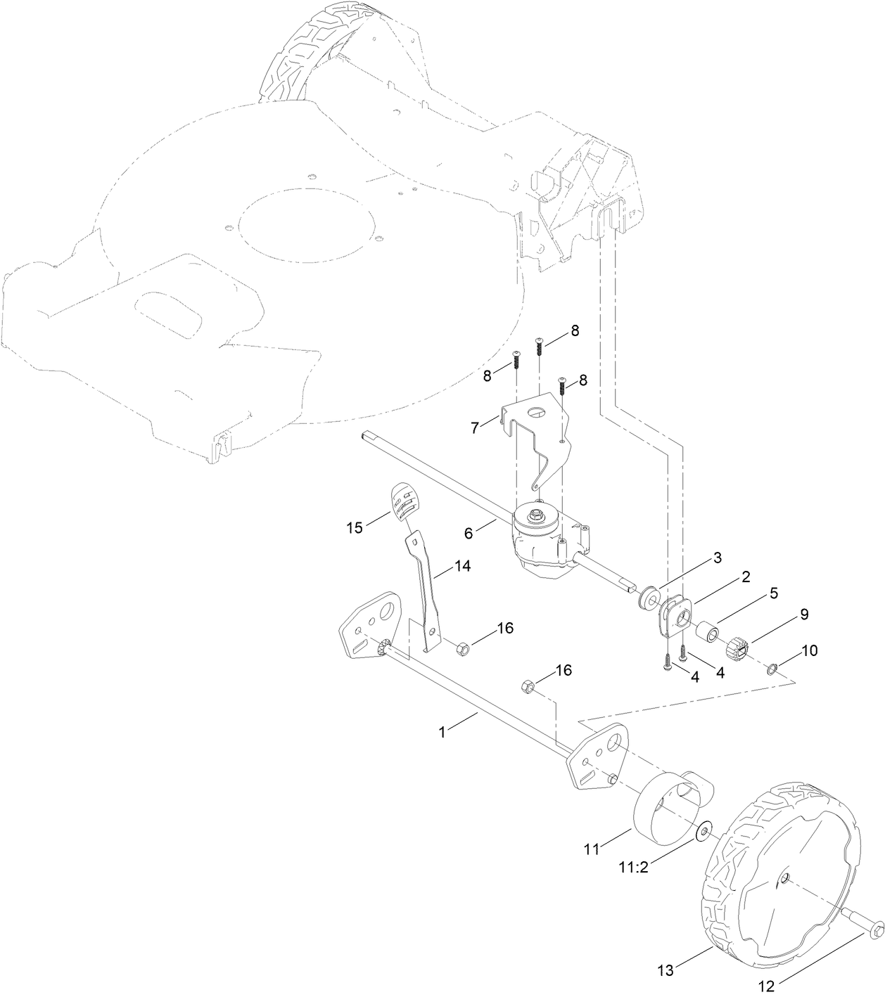 Rear Wheel and Height-of-Cut Assembly