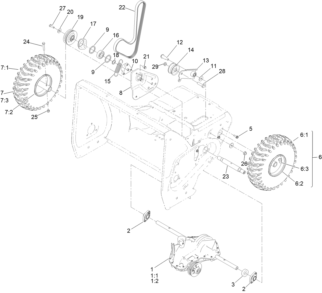 Transmission, Drive and Tire Assembly