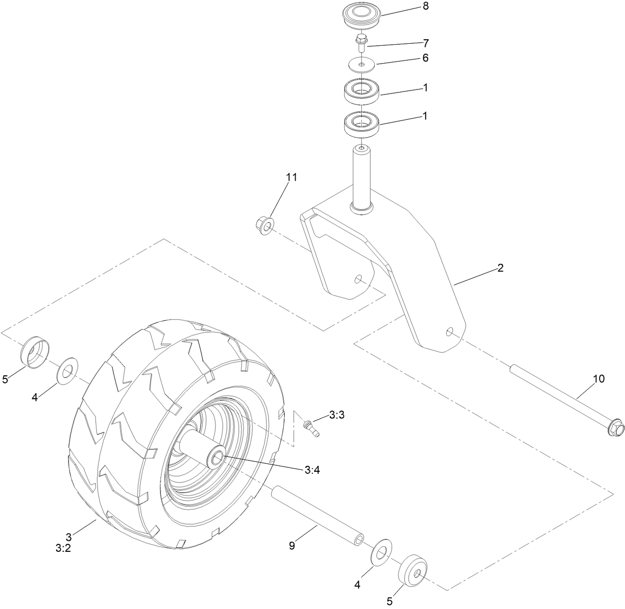 Caster Fork and Wheel Assembly