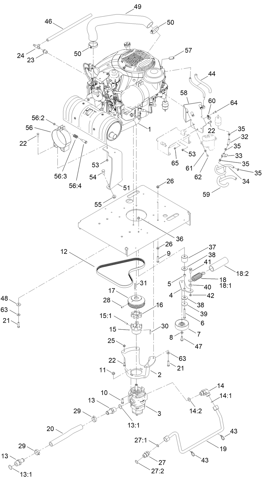 Engine and Mounting Bracket Assembly