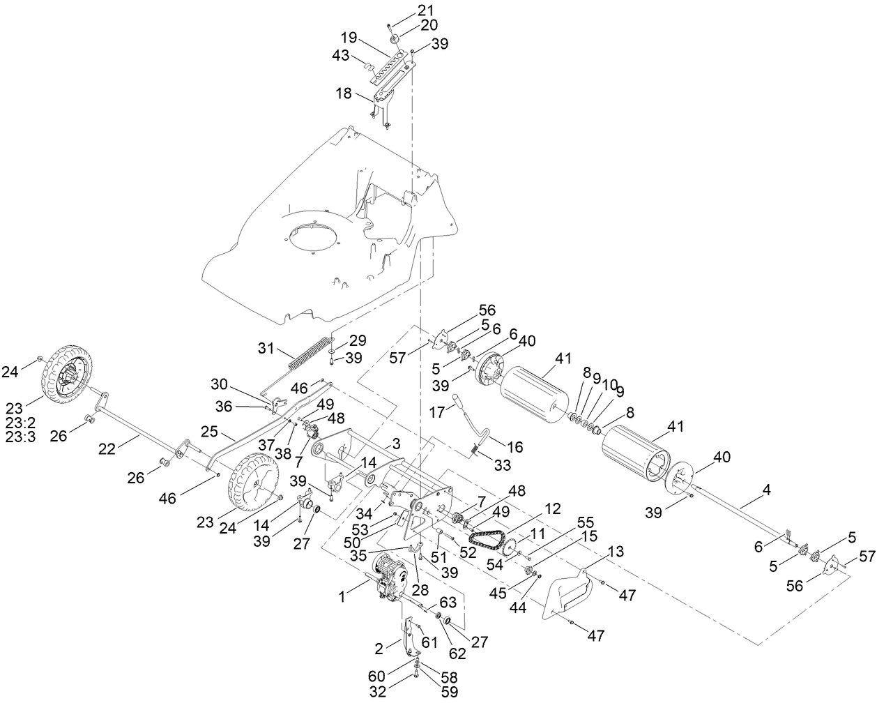 Traction and Height-of-Cut Assembly