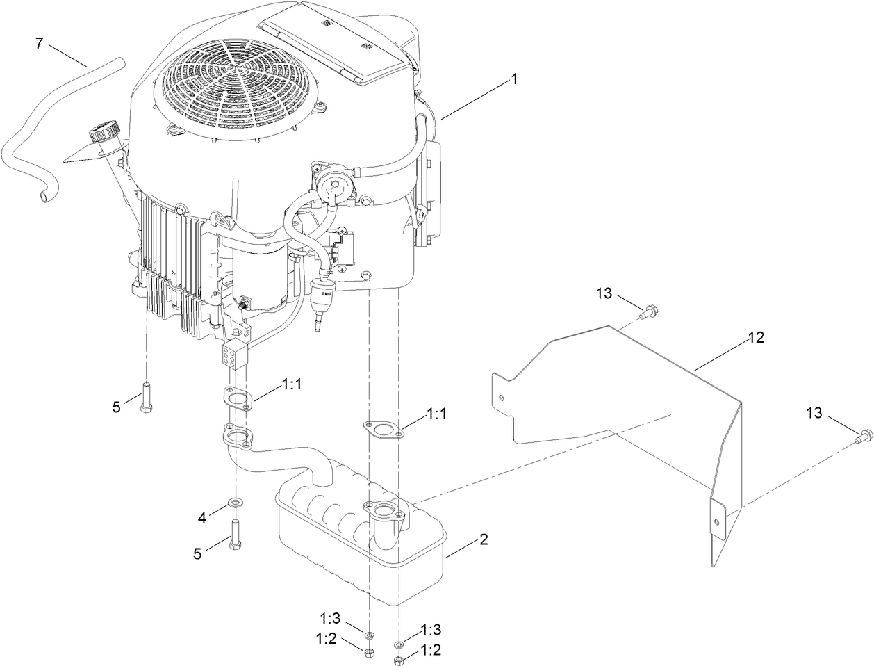Engine and Muffler Assembly
